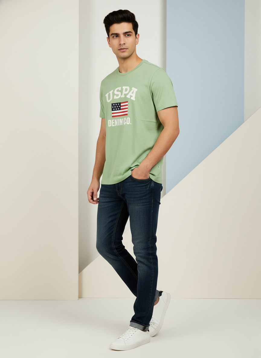 U.S.Polo Assn. Men's Graphic Print T-Shirt (Sea Green)