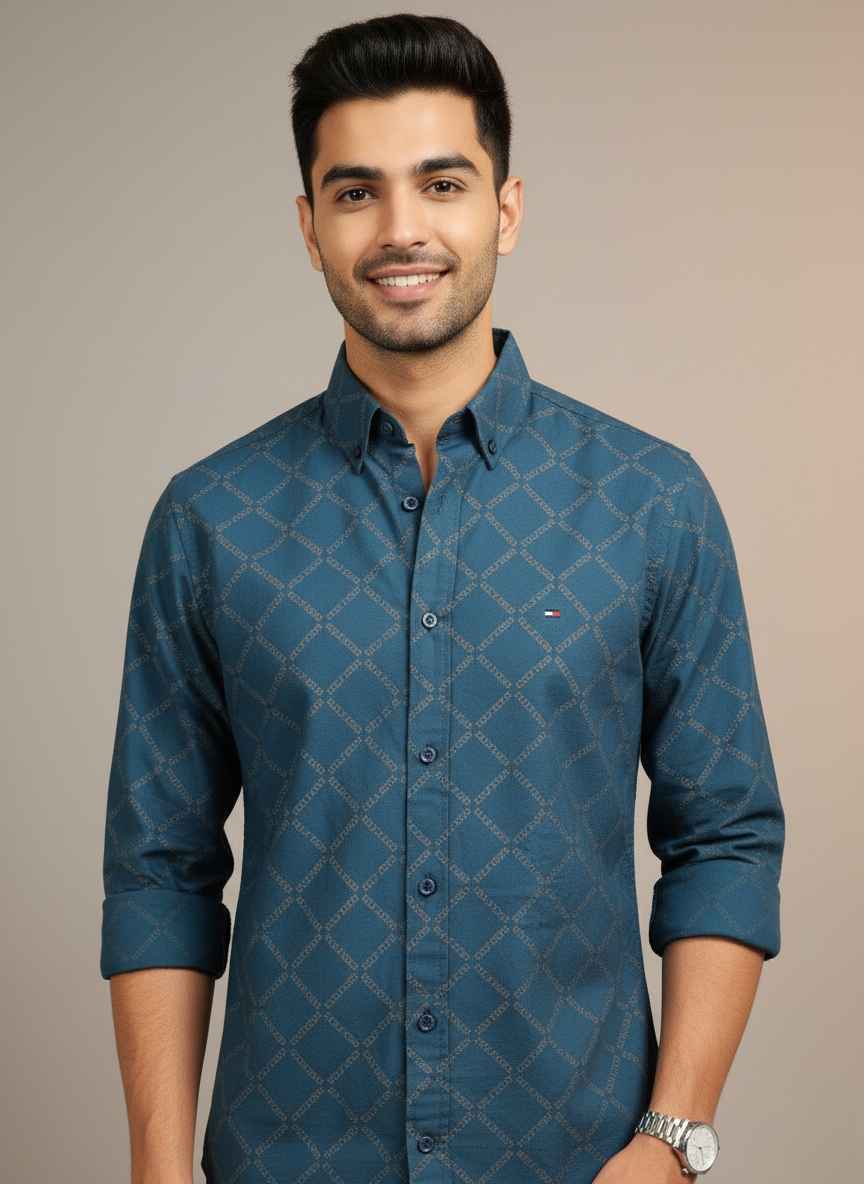 Tommy Hilfiger Men's Printed Shirt (Navy)