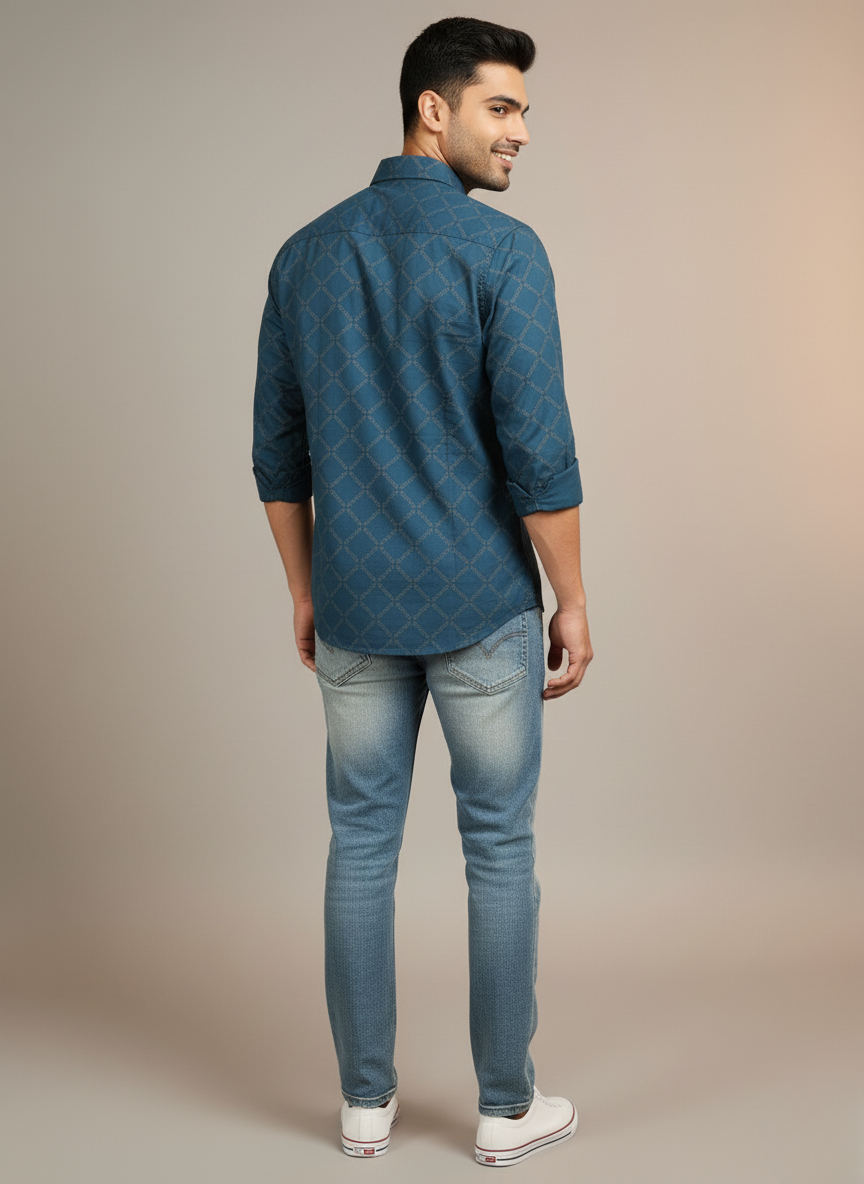 Tommy Hilfiger Men's Printed Shirt (Navy)