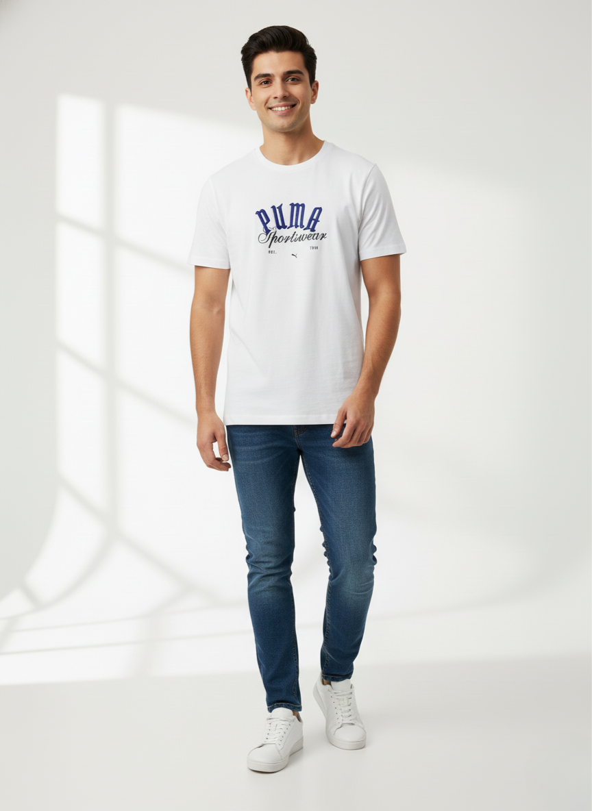 Puma Graphic Men's Sports Wear T-Shirt (WHITE)