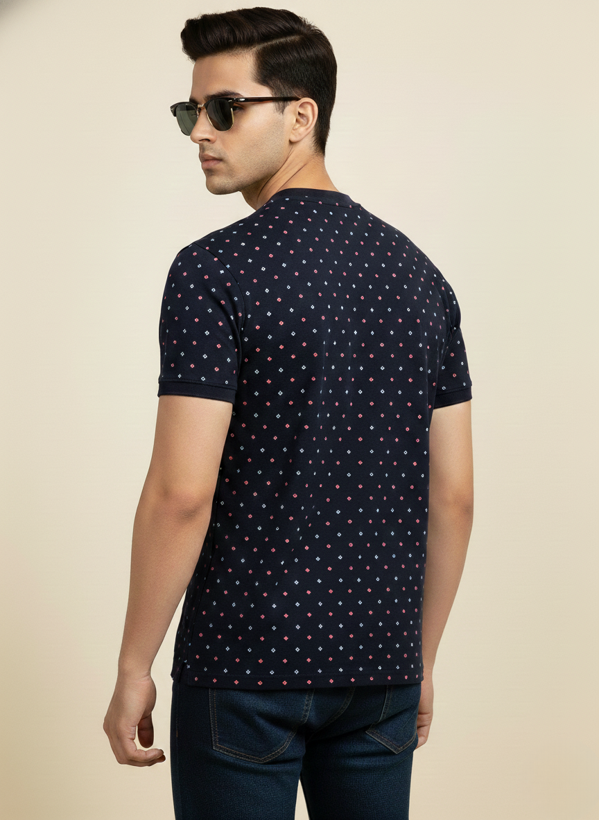 U.S. Polo Assn. Men’s Navy All-Over Print Polo T-Shirt | Premium Cotton Casual Fit