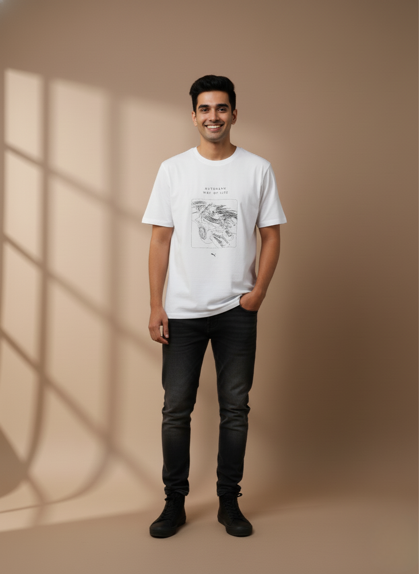 Puma Graphics Auto Bahn Men's T-shirt (White)