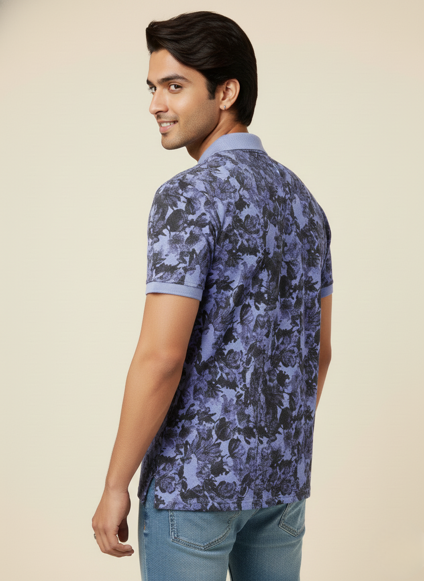 US Polo Assn Men’s Blue Floral Printed Polo T-Shirt