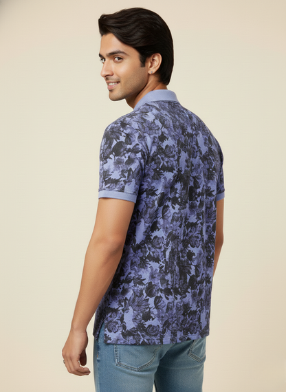 US Polo Assn Men’s Blue Floral Printed Polo T-Shirt