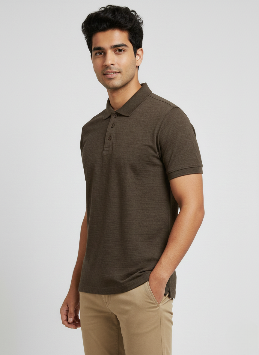 Armani Exchange Olive Green Textured Polo T-Shirt