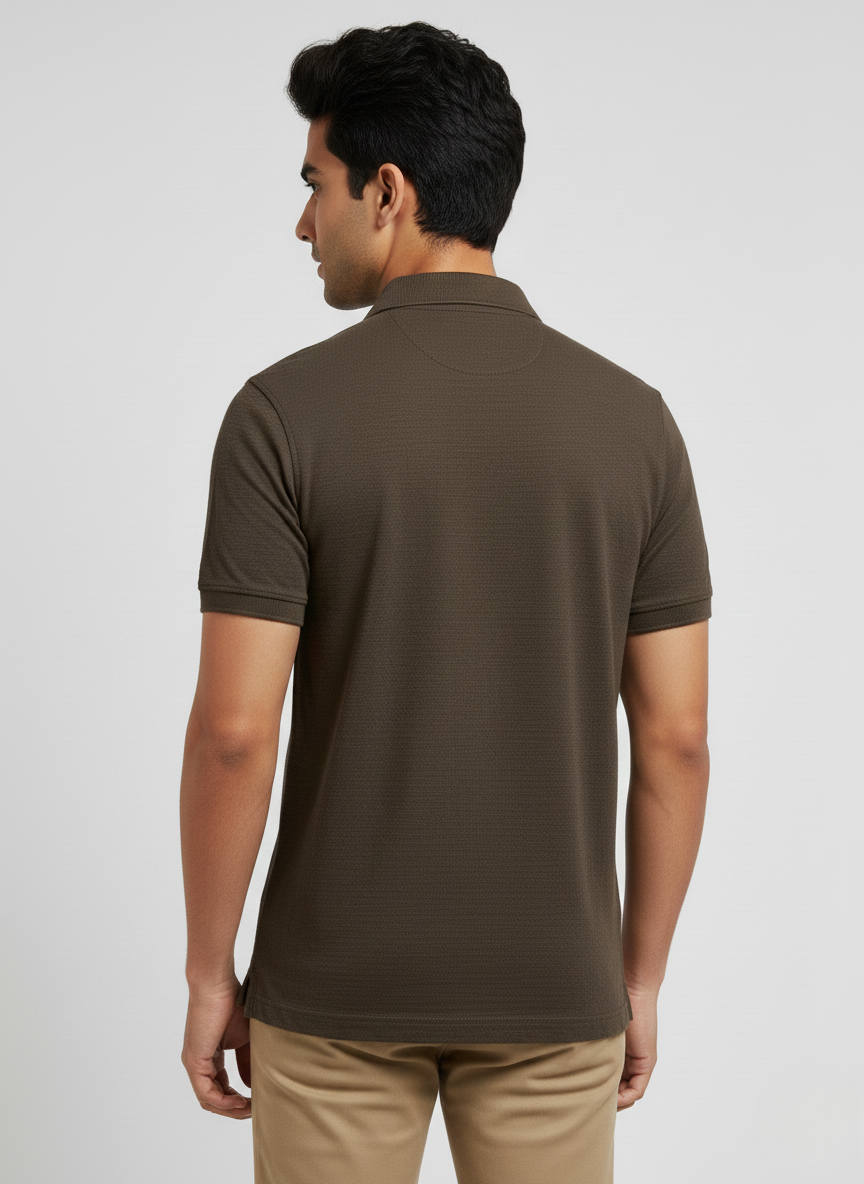 Armani Exchange Olive Green Textured Polo T-Shirt