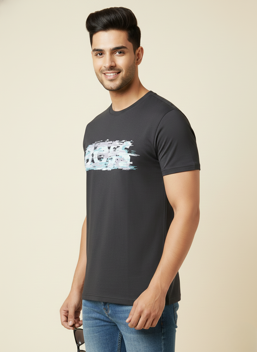 Hugo Boss Men’s Black Graphic Print Premium Cotton T-Shirt