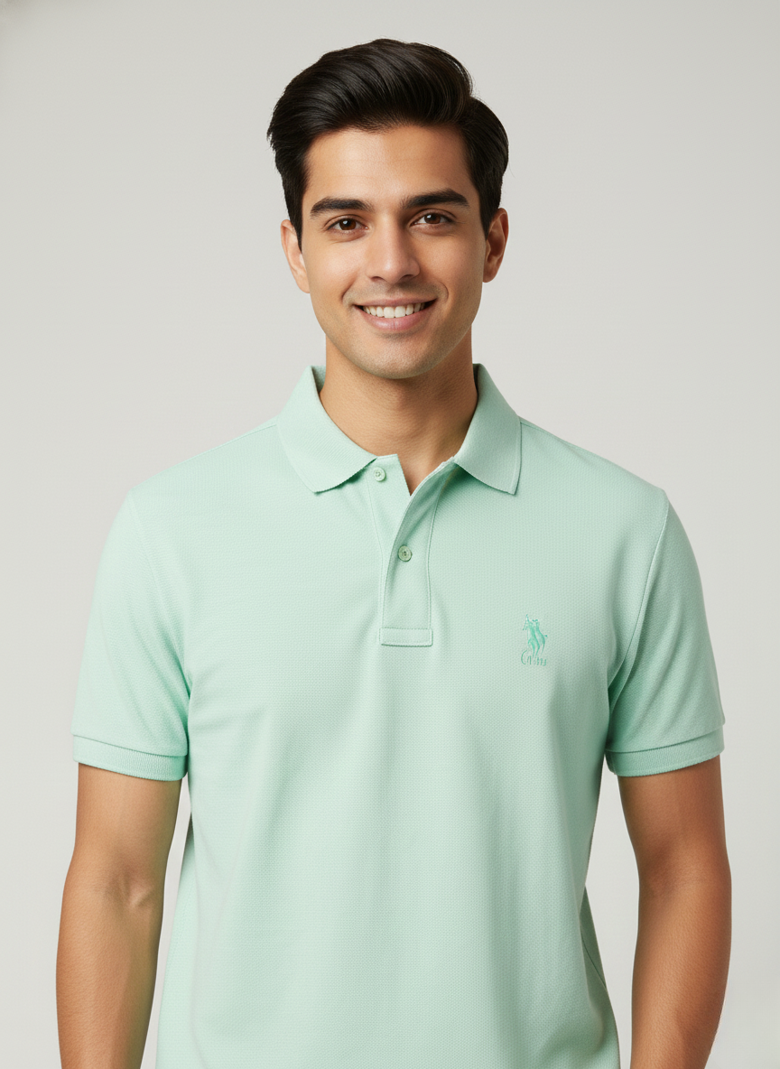 U.S. Polo Assn. Men’s Light Green Solid Polo T-Shirt | Premium Cotton Regular Fit