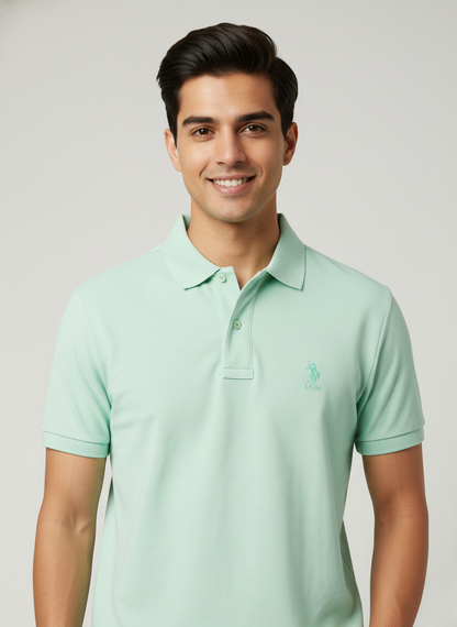 U.S. Polo Assn. Men’s Light Green Solid Polo T-Shirt | Premium Cotton Regular Fit