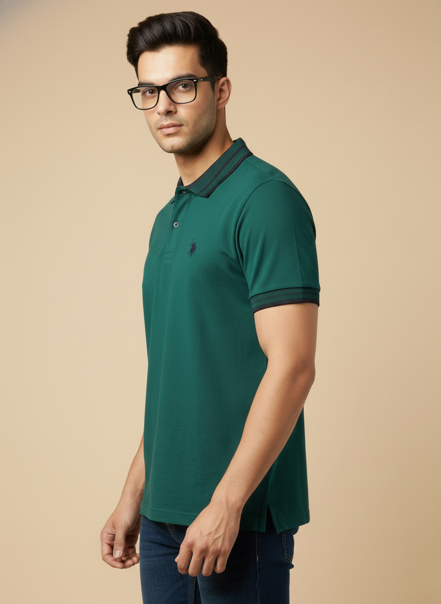 U.S. Polo Assn. Men’s Dark Green Solid Polo T-Shirt