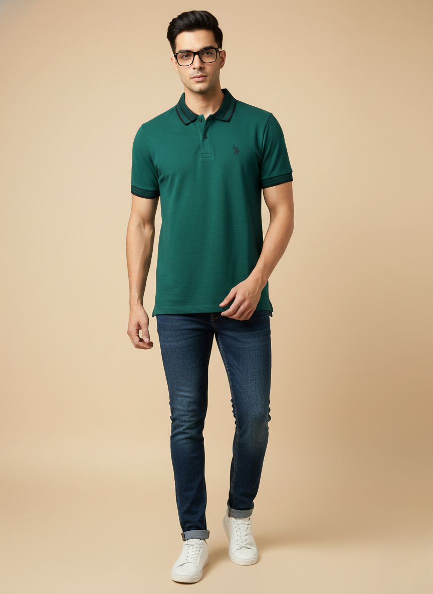 U.S. Polo Assn. Men’s Dark Green Solid Polo T-Shirt