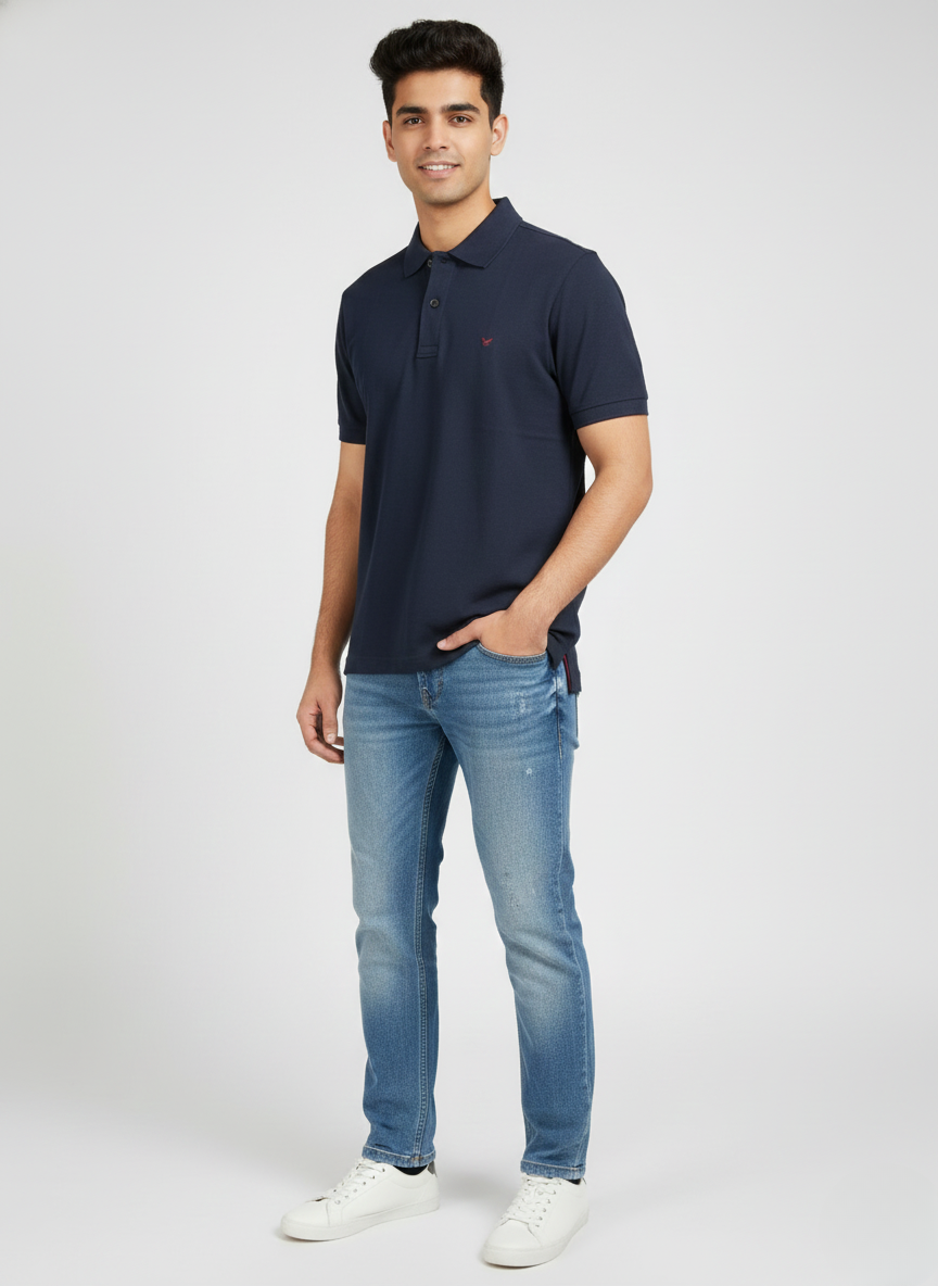 Blackberrys Men’s Navy Blue Solid Polo T-Shirt