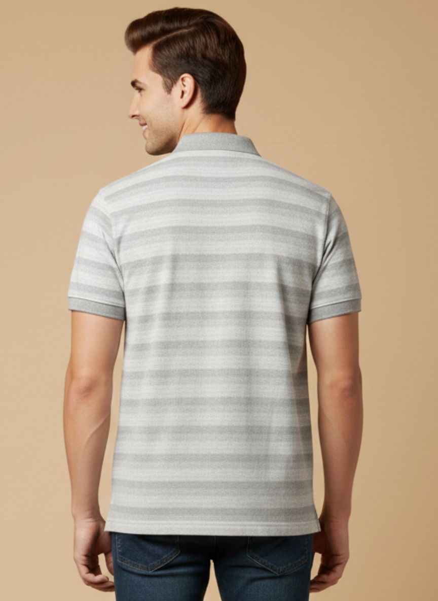 Monte Carlo Men’s Grey Striped Polo T-Shirt
