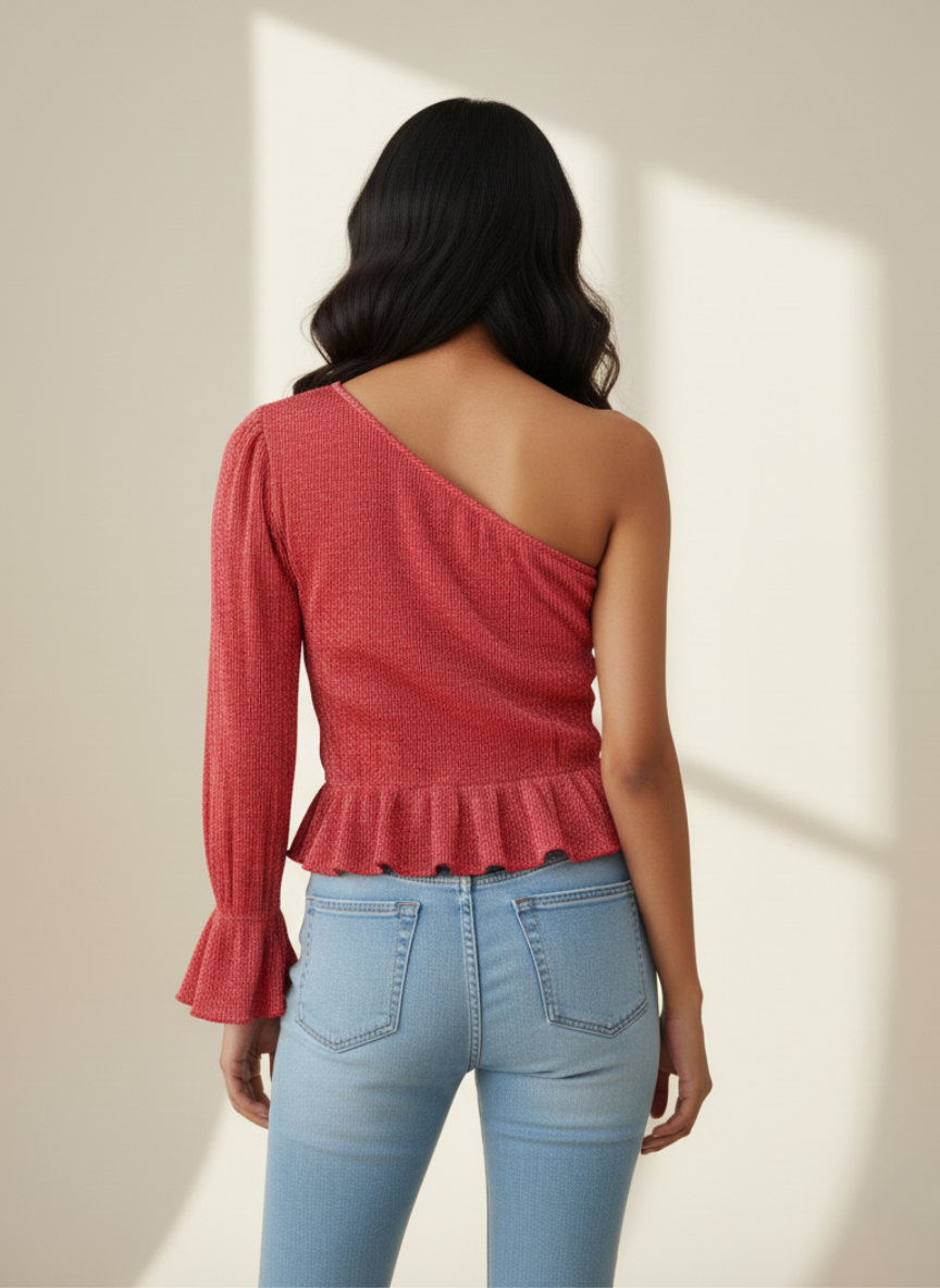 One Shoulder Top (Red)