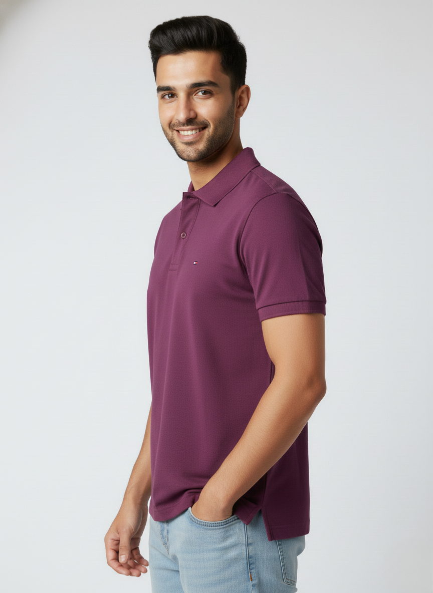 Tommy Hilfiger Men’s Heritage Plum Solid Polo T-Shirt
