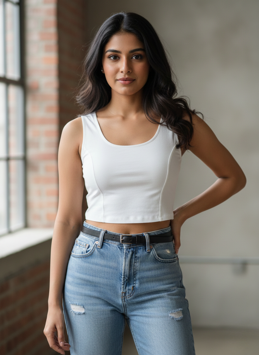Levi’s Women’s White Ribbed Square-Neck Corset Crop Top