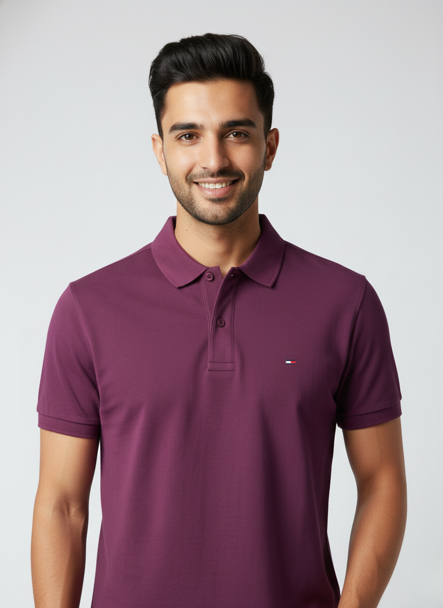 Tommy Hilfiger Men’s Heritage Plum Solid Polo T-Shirt