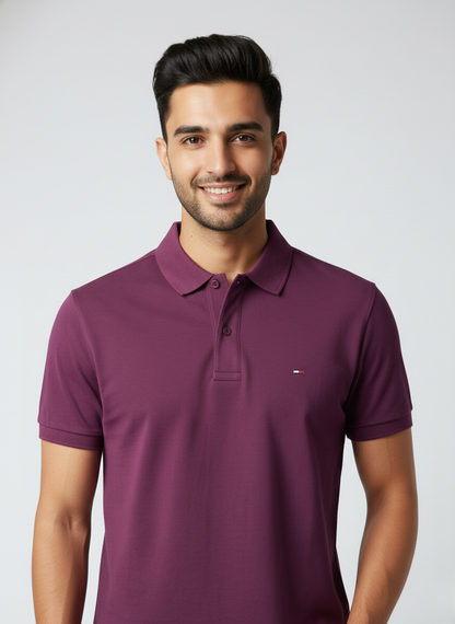 Tommy Hilfiger Men’s Heritage Plum Solid Polo T-Shirt