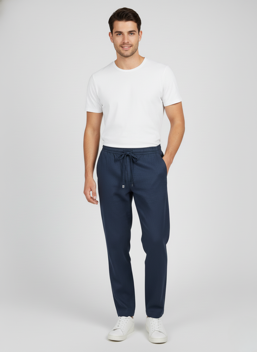Zara Men's Linen Pants (Navy)