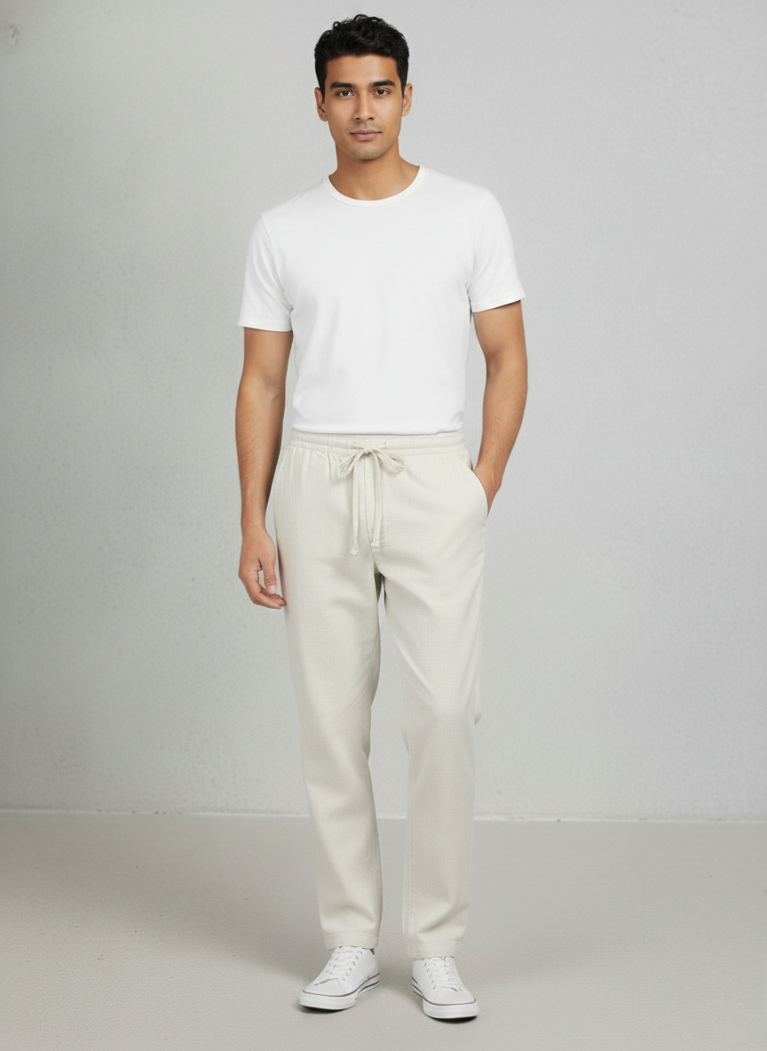 Zara Men's Linen Pants (White)