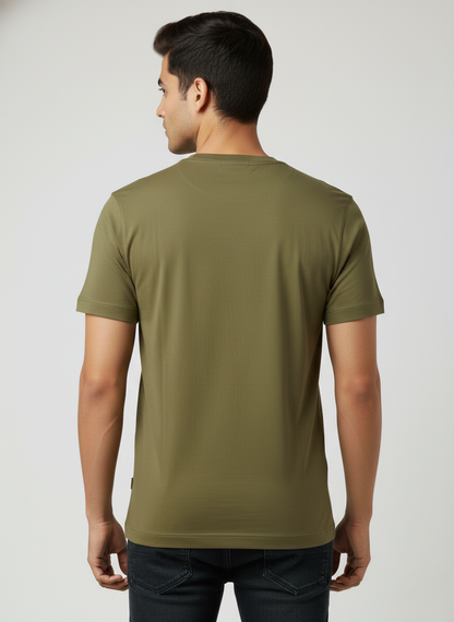 Emporio Armani Men’s Olive Green Logo Print Premium Cotton T-Shirt