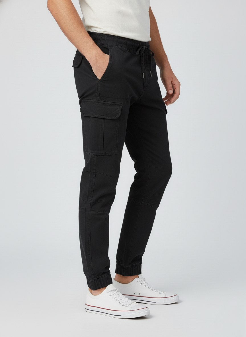 Mountain Warehouse Men's Country to Coast Organic Cotton Cargo Pants (Black)