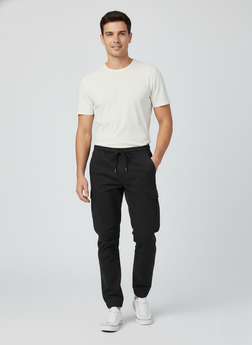 Mountain Warehouse Men's Country to Coast Organic Cotton Cargo Pants (Black)