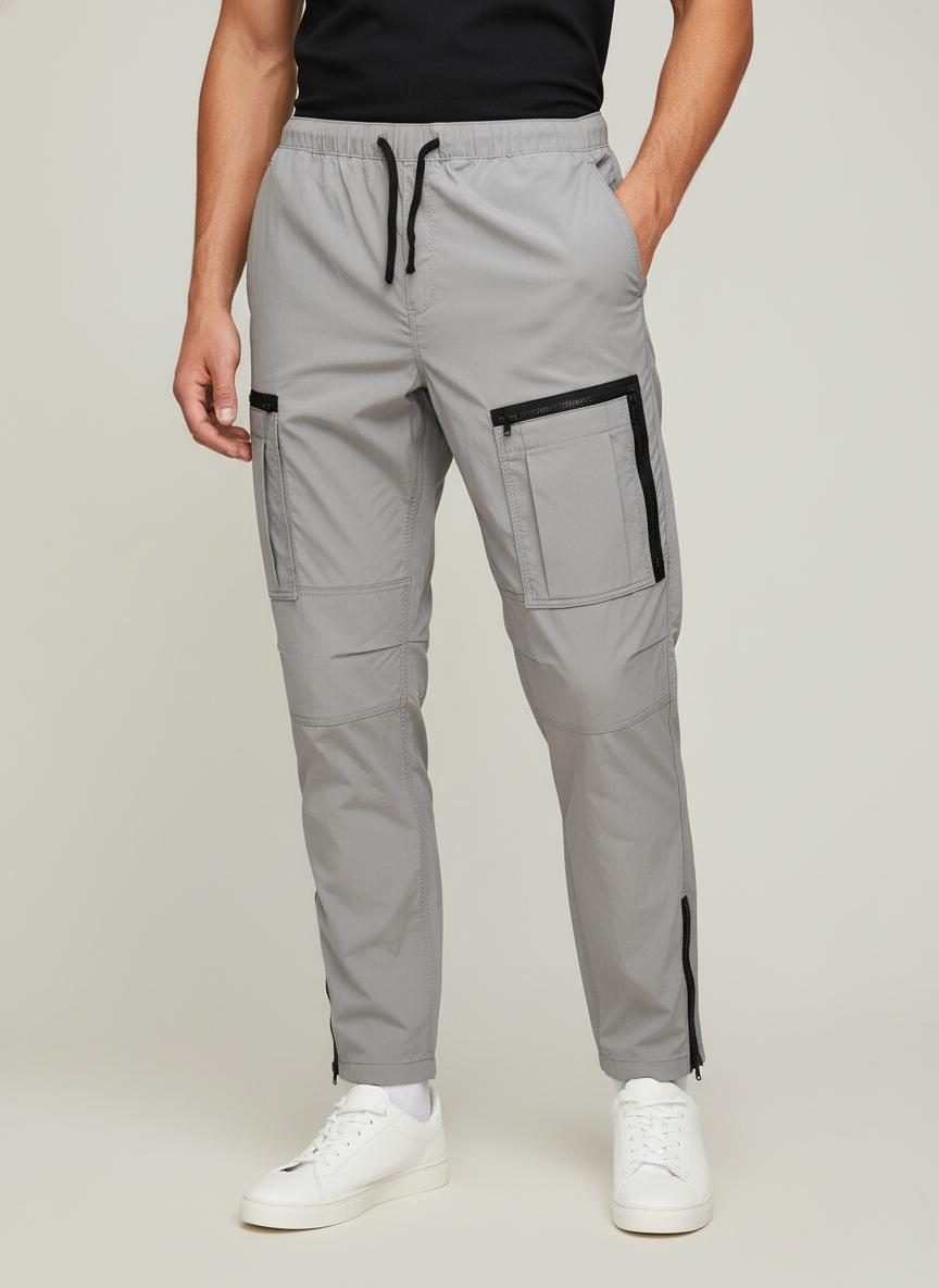 H&M Men's Regular Fit Cargo Pants (Light Grey)