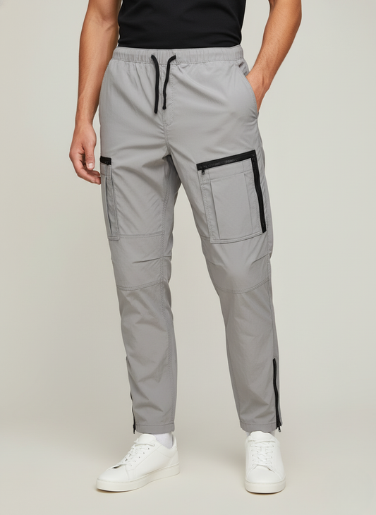 H&M Men's Regular Fit Cargo Pants (Light Grey)