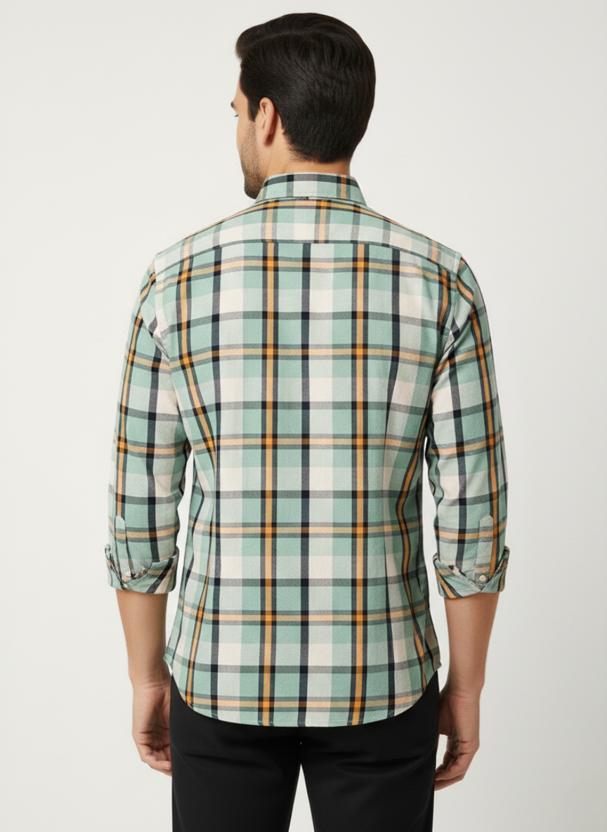 Tommy Hilfiger Men’s Button-Down Plaid Shirt –  Check (Mint Green)