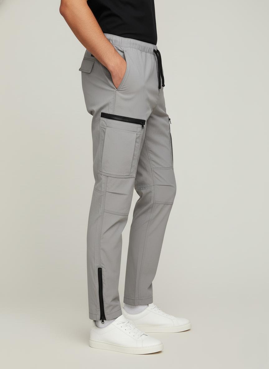 H&M Men's Regular Fit Cargo Pants (Light Grey)