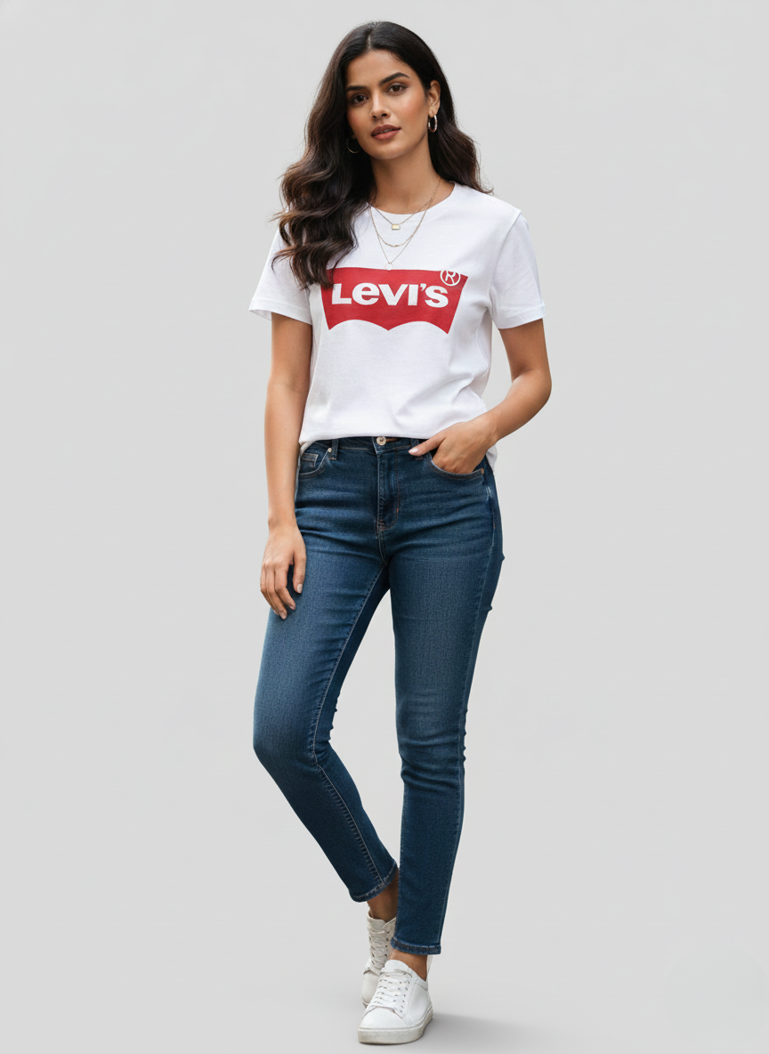Levi’s Women’s White Batwing Logo T-Shirt | Classic Cotton Casual Tee