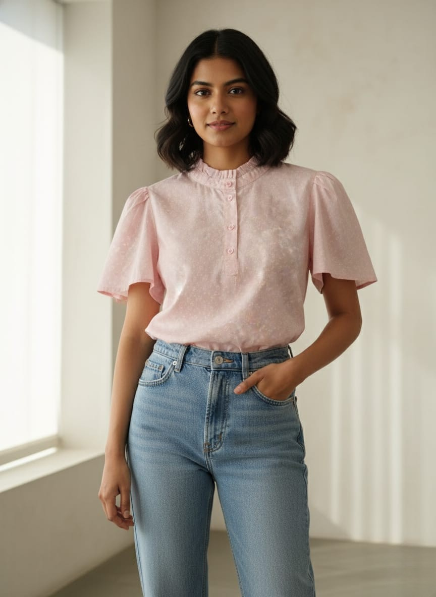 Levi’s Women's Floral Puff Sleeve Top (Light Pink)