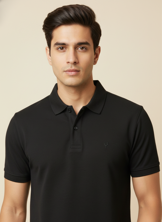 Allen Solly Men’s Solid Black Polo T-Shirt