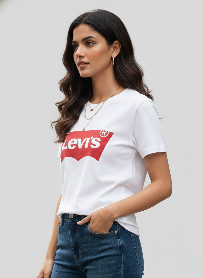 Levi’s Women’s White Batwing Logo T-Shirt | Classic Cotton Casual Tee