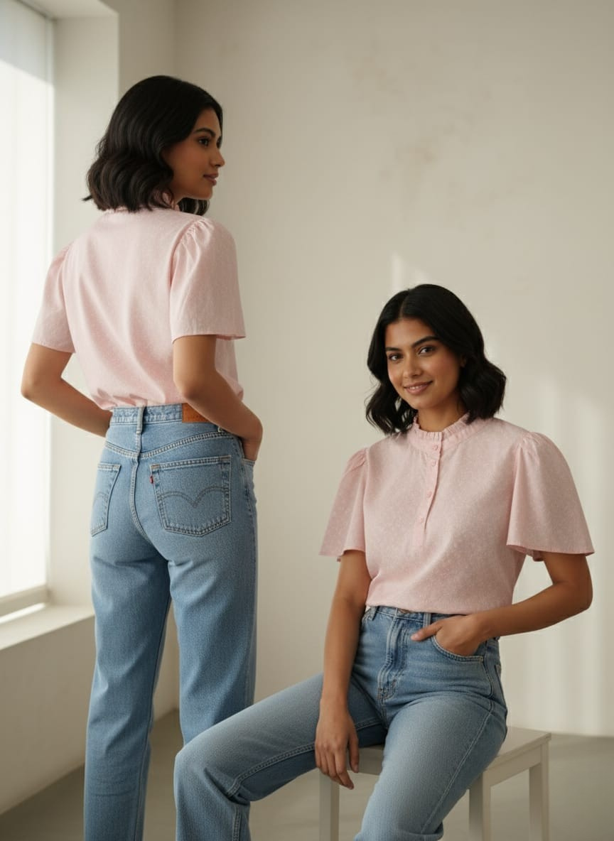 Levi’s Women's Floral Puff Sleeve Top (Light Pink)