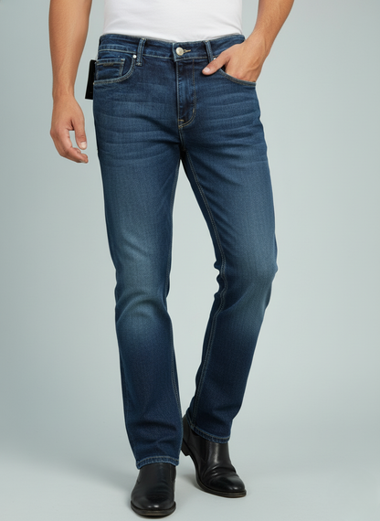 Rare Rabbit Men’s Mid-Wash Denim Jeans (Blue)