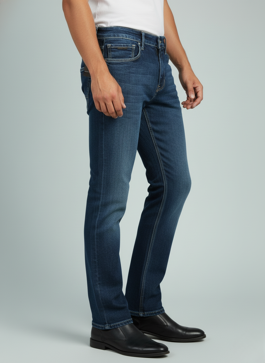 Rare Rabbit Men’s Mid-Wash Denim Jeans (Blue)