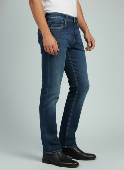 Rare Rabbit Men’s Mid-Wash Denim Jeans (Blue)