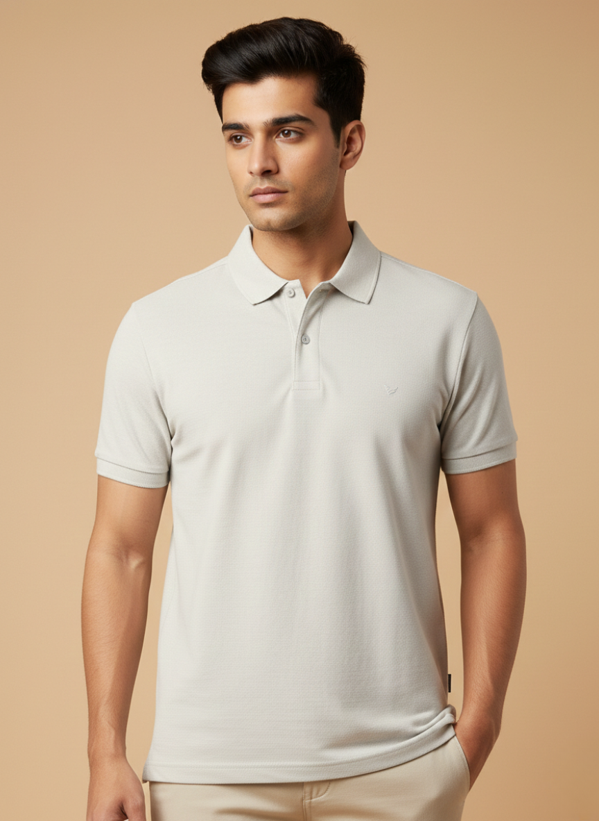 Blackberrys Men’s White Solid Polo T-Shirt | TechPro Cotton