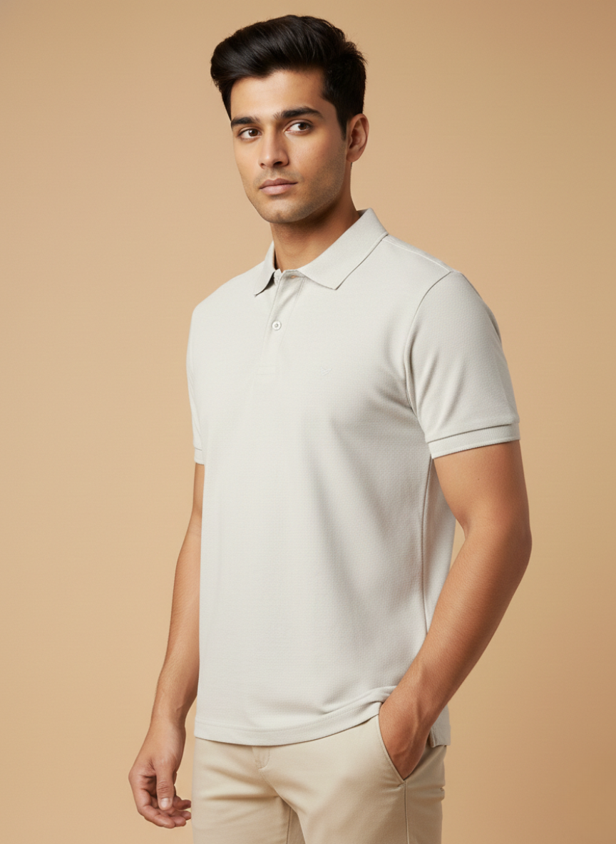Blackberrys Men’s White Solid Polo T-Shirt | TechPro Cotton