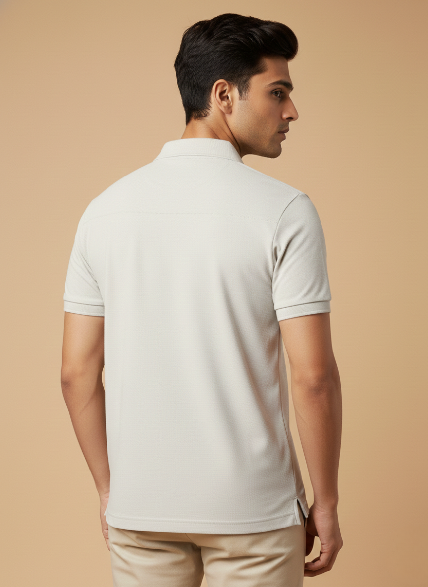 Blackberrys Men’s White Solid Polo T-Shirt | TechPro Cotton