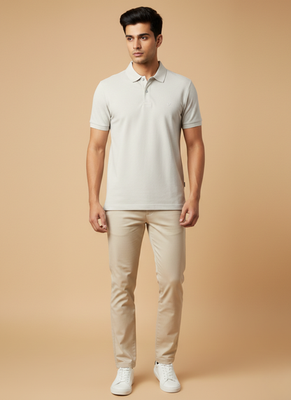 Blackberrys Men’s White Solid Polo T-Shirt | TechPro Cotton