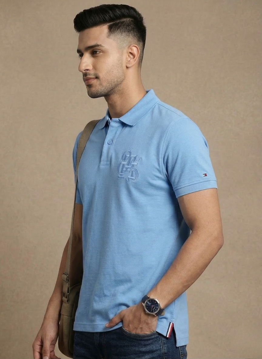 Tommy Hilfiger Men’s Blue Spell Polo T-Shirt | Premium Cotton Regular Fit