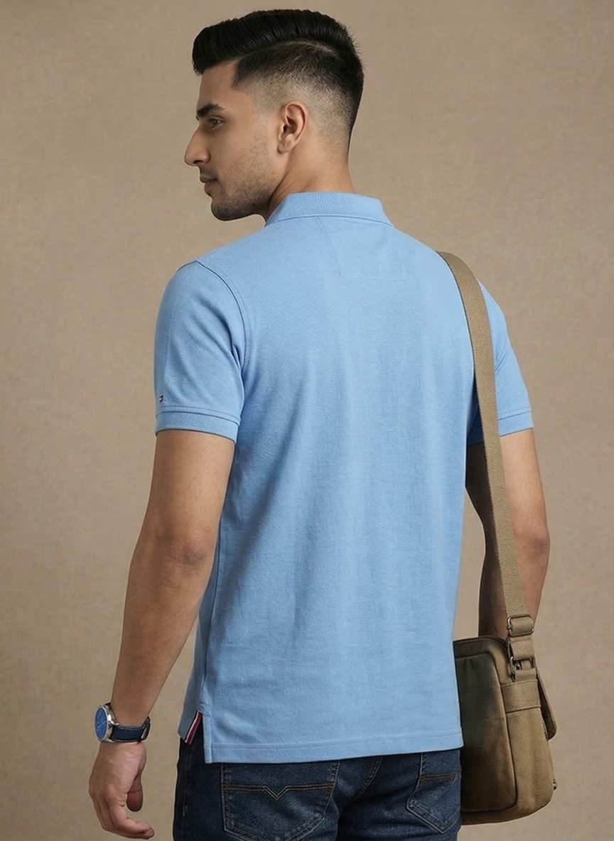 Tommy Hilfiger Men’s Blue Spell Polo T-Shirt | Premium Cotton Regular Fit