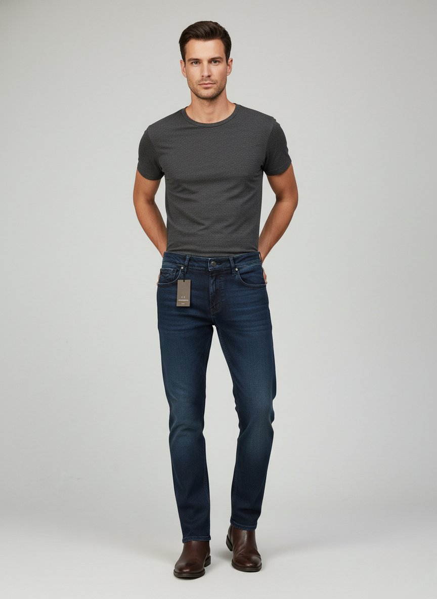 Rare Rabbit Men’s Luxury Denim Jeans (Dark Blue)