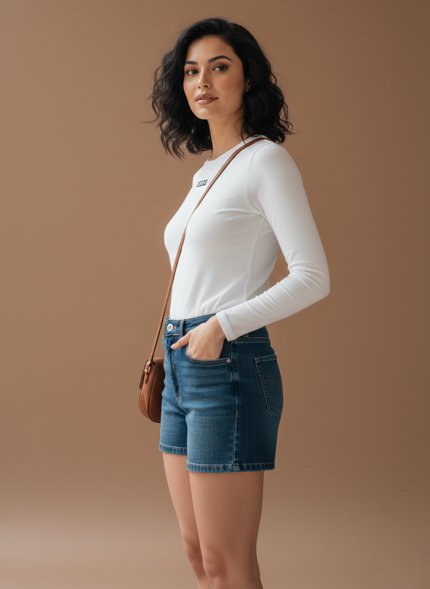 Levi’s Women’s White Slim Fit Long Sleeve Logo T-Shirt | Classic Minimal Style
