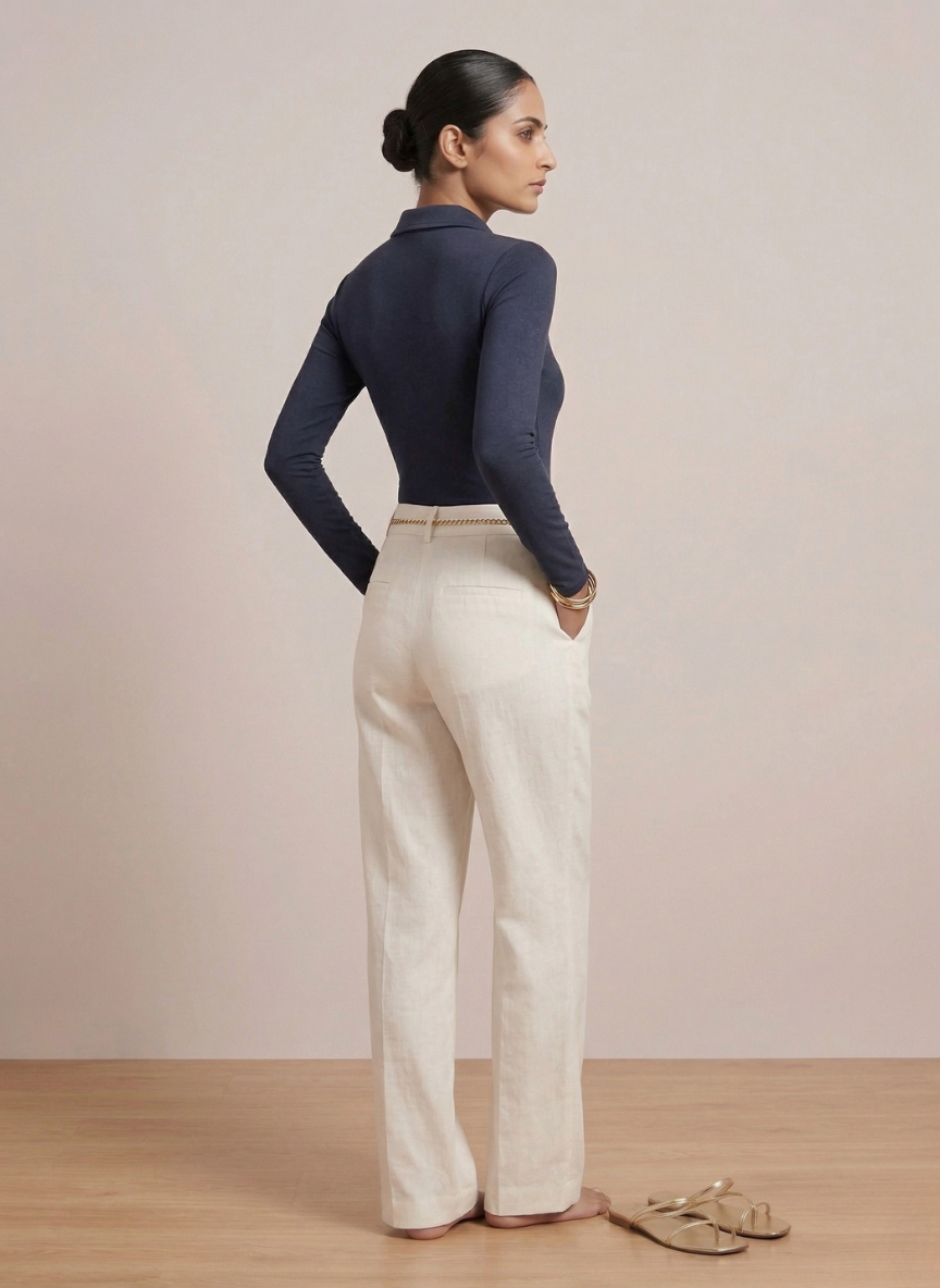 Women's Navy Blue Long Sleeve Quarter-Zip Collar Bodysuit
