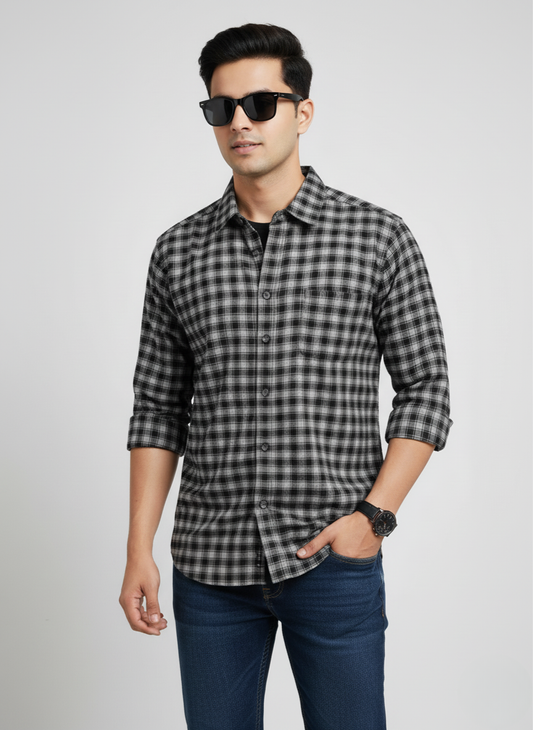 Kutur Men's Black & Grey Checked Shirt – Westside Manufacturer