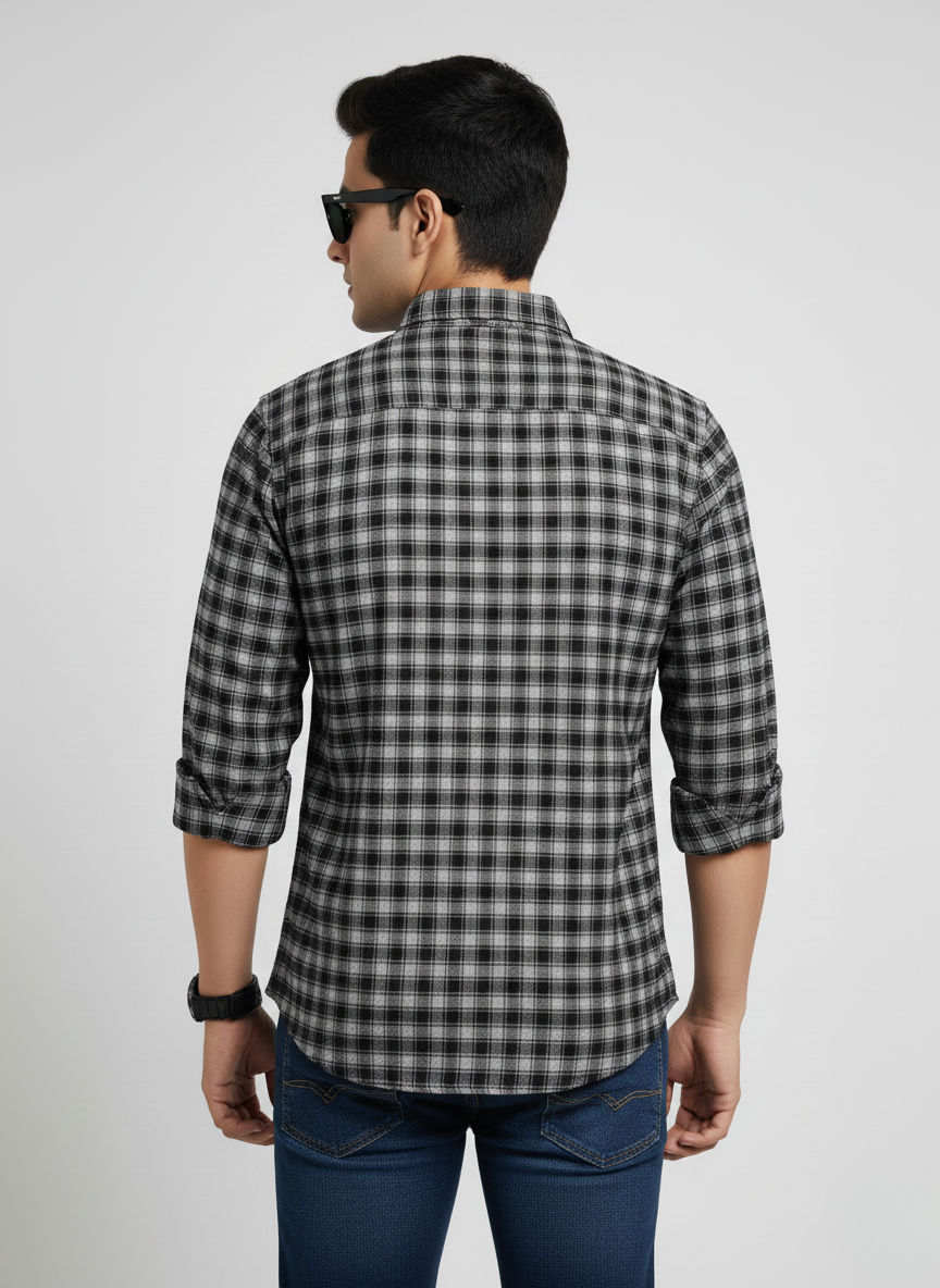 Kutur Men's Black & Grey Checked Shirt – Westside Manufacturer
